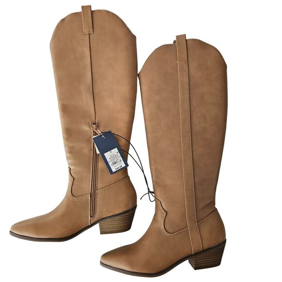 Universal Thread Womens Western Knee High Light Brown Memory Foam Boots Size 7.5 - Picture 2 of 14